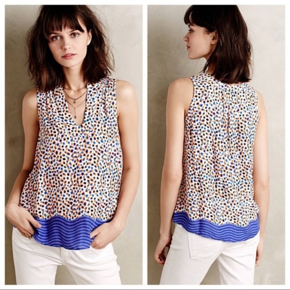 Anthropologie Maeve Enna Swing Split Neck Tank